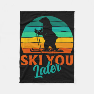 Skier Ski You Later Funny Skiing Kids Fleece Blanket