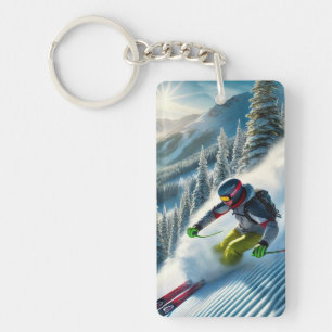 Skier Skiing Key Ring