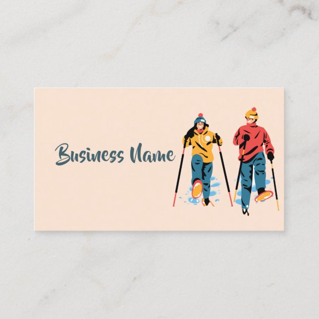 Skier Skiing Ski Classes Custom  Business Card (Back)
