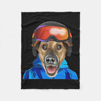 Skier Smooth Fox Terrier Snowboarding Pocket  Fleece Blanket