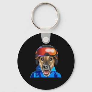 Skier Smooth Fox Terrier Snowboarding Pocket  Key Ring