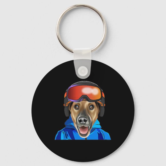 Skier Smooth Fox Terrier Snowboarding Pocket  Key Ring (Front)