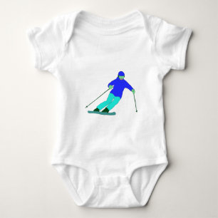 Skier Snow Skiing   Baby Bodysuit
