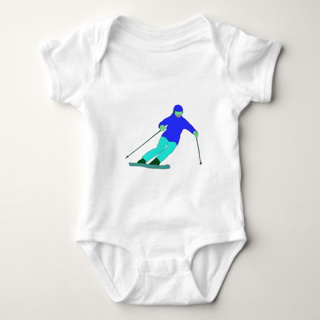 Skier Snow Skiing   Baby Bodysuit (Front)