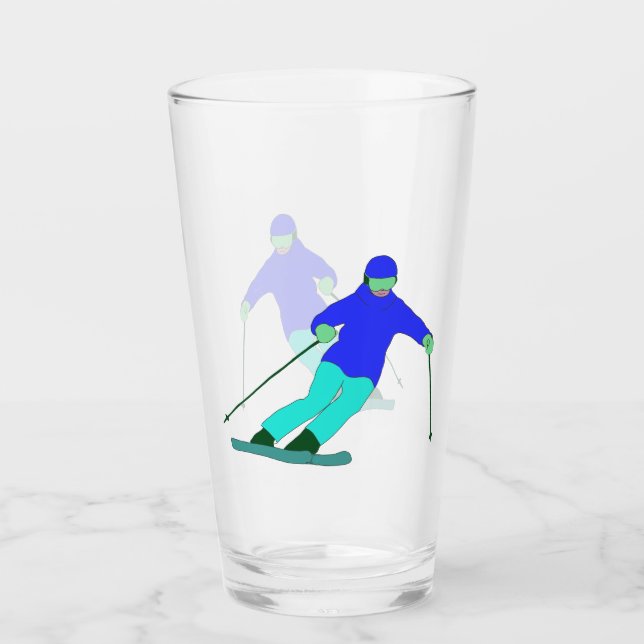 Skier Snow Skiing  Glass (Front)