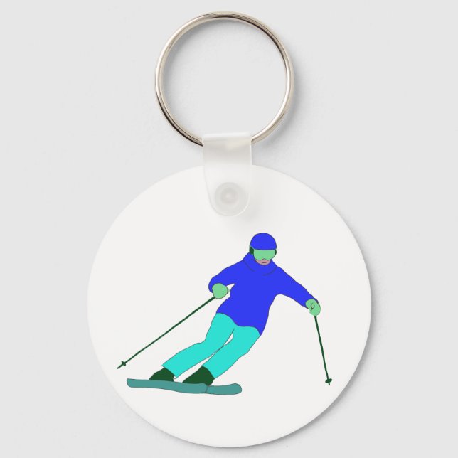 Skier Snow Skiing  Key Ring (Front)