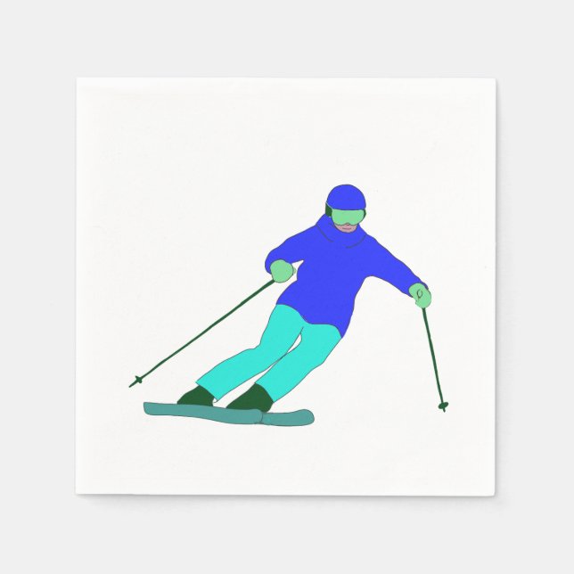 Skier Snow Skiing   Napkin (Front)