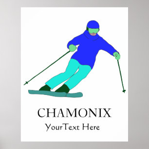 Skier Snow Skiing Ski Party Custom Chamonix Poster