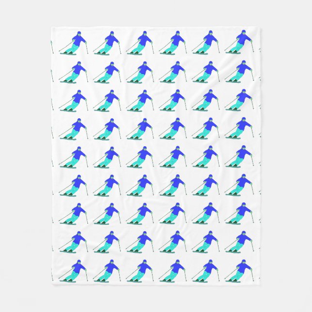Skier Snow Skiing Winter Vacation    Fleece Blanket (Front)