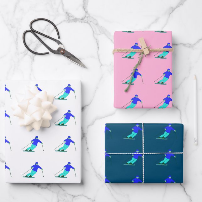 Skier Snow Skiing   Wrapping Paper Sheet (Front)