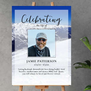 Skier Snowboarder Life Celebration Photo Funeral Poster