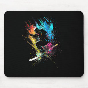 Skier Splash Art Freestyle Skiing Skiing Retro Ski Mouse Pad