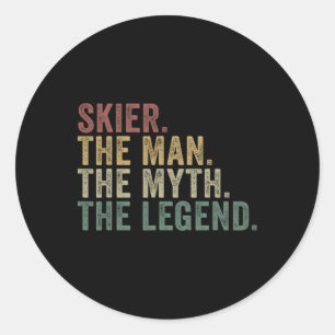 Skier The Man The Myth The Legend Funny Winter Ski Classic Round Sticker