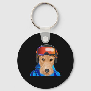 Skier Wire Fox Terrier Snowboarding Pocket Key Ring