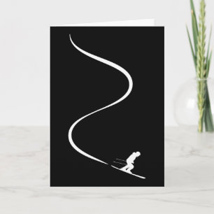 Skier With Tracks In Deep Powder Snow Freeride Gif Card