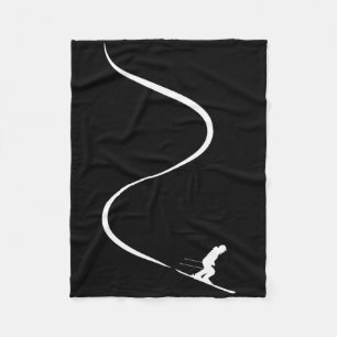 Skier With Tracks In Deep Powder Snow Freeride Gif Fleece Blanket