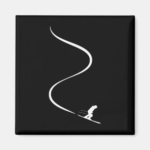 Skier With Tracks In Deep Powder Snow Freeride Gif Magnet
