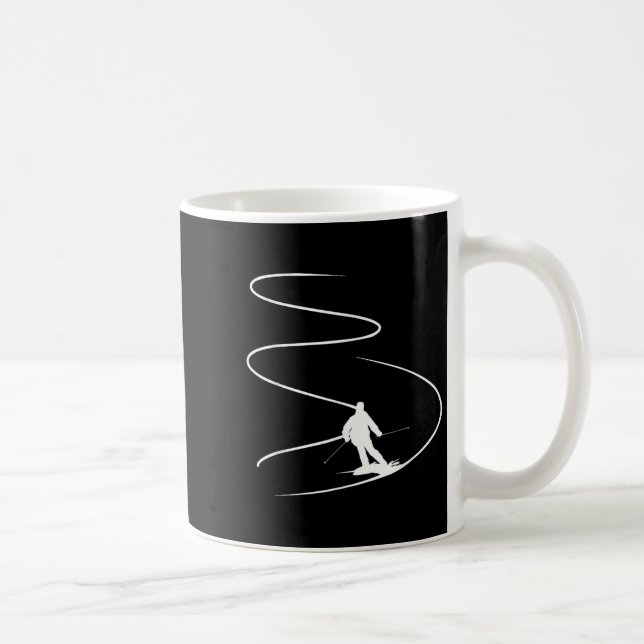 Skier With Tracks In Deep Powder Snow Freeride Spo Coffee Mug (Right)