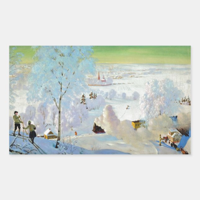 Skiers 1919 rectangular sticker (Front)