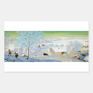 Skiers 1919 rectangular sticker