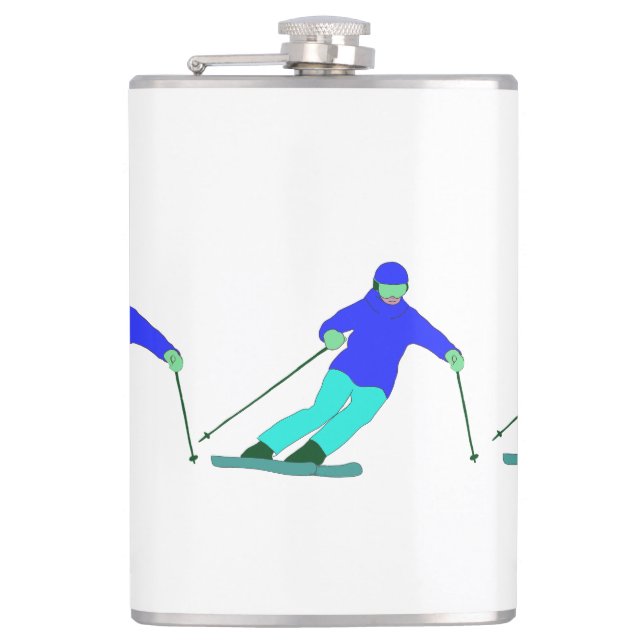 Skiers Downhill Skiing  Hip Flask (Front)