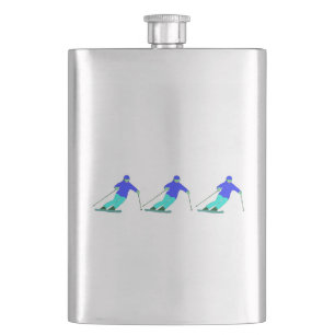Skiers Downhill Skiing Hip Flask