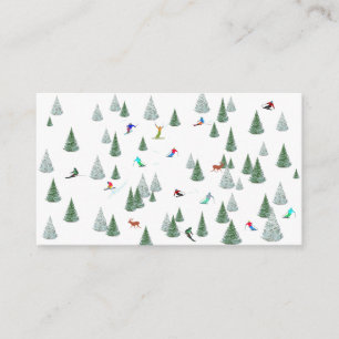 Skiers Downhill Skiing Illustration Enclosure Card