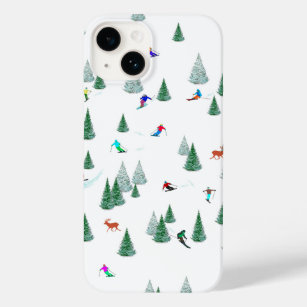 Skiers Downhill Skiing Illustration Ski Party    Case-Mate iPhone 14 Case