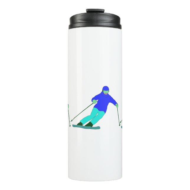 Skiers Downhill Skiing  Thermal Tumbler (Front)