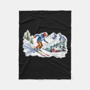 Skiers Men Still Go Skiing In Their Seventies Birt Fleece Blanket