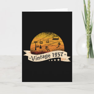 Skiers Skier Skilift Vintage Born 1957 Birthday Sk Card