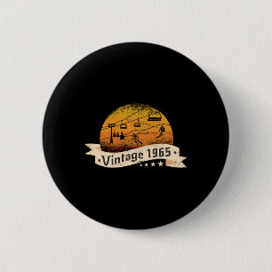 Skiers Skier Skilift Vintage Born 1965 Birthday Sk 6 Cm Round Badge