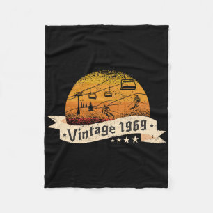 Skiers Skier Skilift Vintage Born 1969 Birthday Sk Fleece Blanket