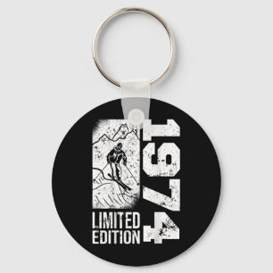 Skiers Skier Vintage Born 1974 Birthday Skiing Ski Key Ring
