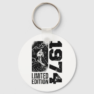 Skiers Skier Vintage Born 1974 Birthday Skiing Ski Key Ring