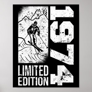 Skiers Skier Vintage Born 1974 Birthday Skiing Ski Poster