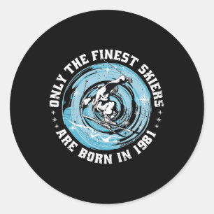 Skiers Skier Vintage Born In 1981 Birthday Ski Ski Classic Round Sticker