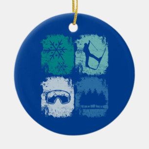 Skiers Skiing Winter Sports Ceramic Ornament