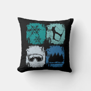 Skiers Skiing Winter Sports Cushion