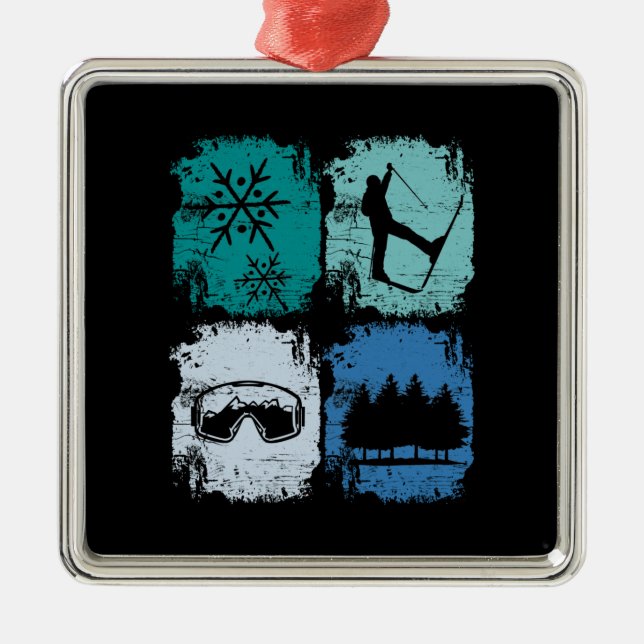 Skiers Skiing Winter Sports  Metal Ornament (Front)