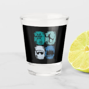 Skiers Skiing Winter Sports Shot Glass