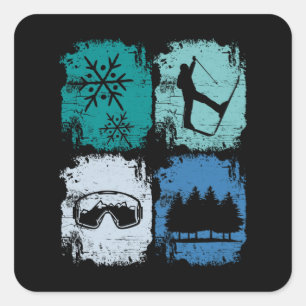 Skiers Skiing Winter Sports Square Sticker
