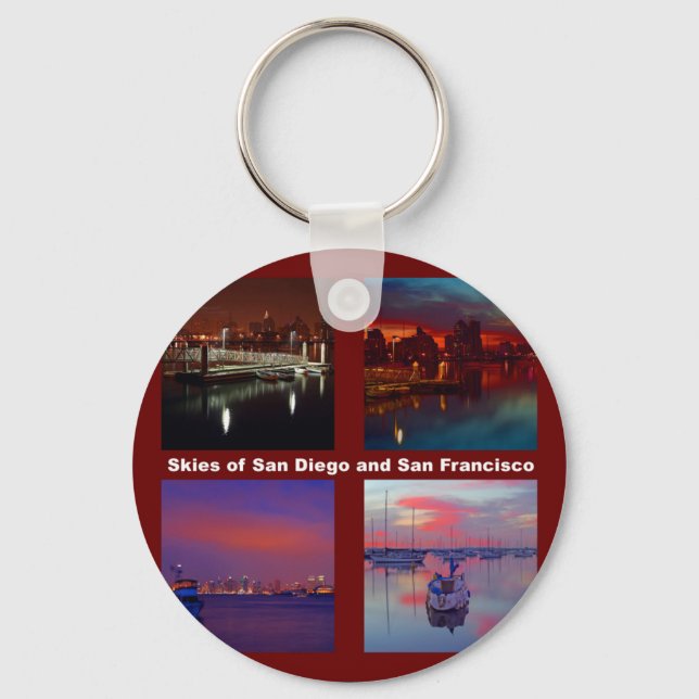 Skies of San Diego and San Francisco Key Ring (Front)
