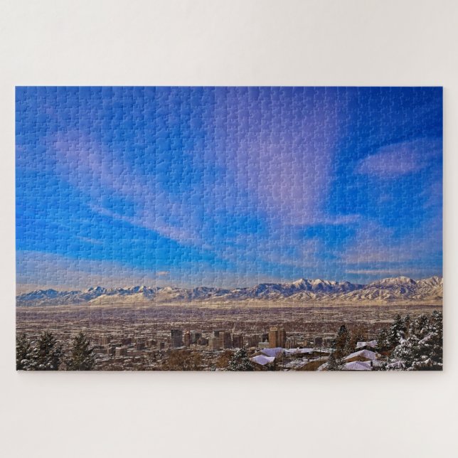 Skies Over Salt Lake City, Utah - 20x30 - 1014 pc Jigsaw Puzzle (Horizontal)