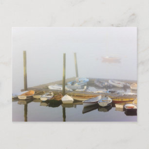 Skiffs and morning fog in Southwest Harbour, Postcard