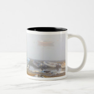 Skiffs and morning fog in Southwest Harbour, Two-Tone Coffee Mug
