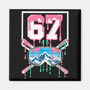 Skiing 67 Six Seven Funny Dripping Goggles Mountai Magnet
