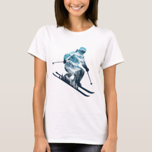 Skiing Adventure Mountain Silhouette Ski Rider T-Shirt