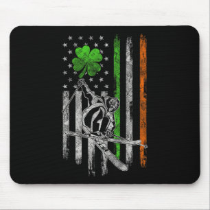 Skiing American Irish Flag St Patricks Day Shamroc Mouse Pad