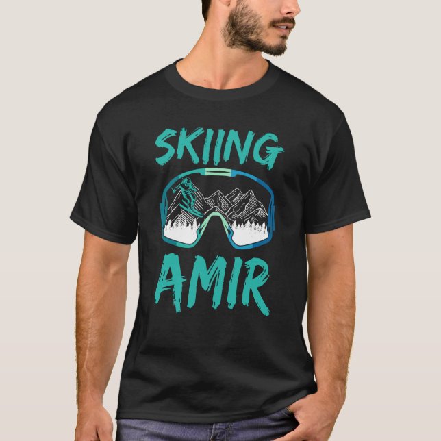 Skiing Amir Winter Sports Hobby Skier Ski T-Shirt (Front)